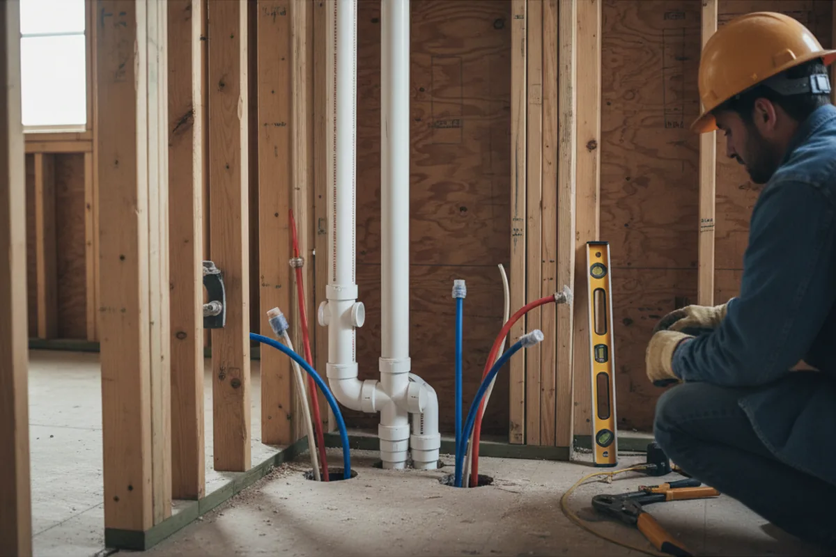 Drain and supply rough-in during Toilet Repair and Installation in Ingalls