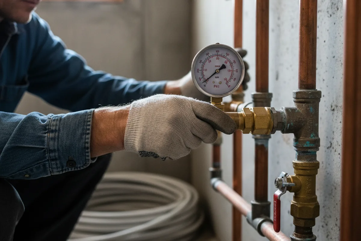 Pressure testing a repaired line during Water Line Repair in Ingalls